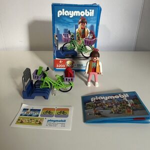 Playmobil City 3203 Lady Bike Rack (2001) With Box No Stickers